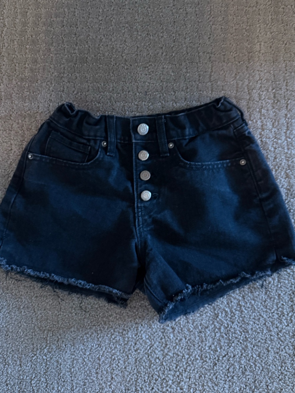 Old Navy Girls High-Rise Black Denim Button-Front Shorts